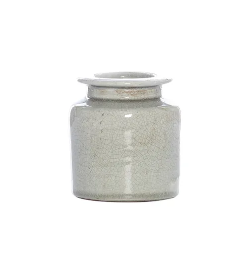 Ceramic green moss vase small