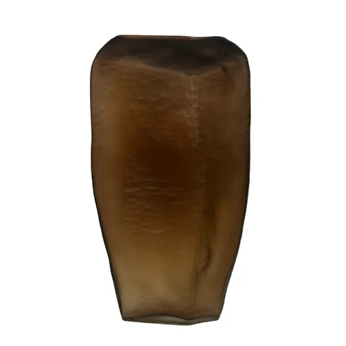 Amber Hand Made Etched Glass Vase