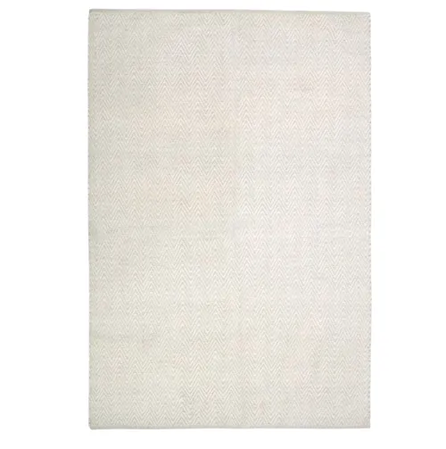 Cream Wool Herringbong Rug