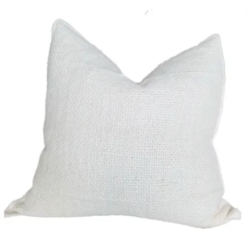White Hand Loomed French Linen Feather Cushion