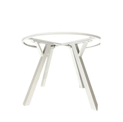 White Metal Frame, Glass Top Round Dining Table