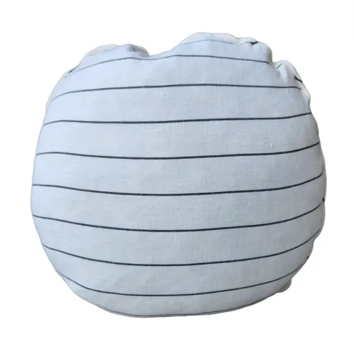 White with Black Stripe Cushion Round Feather
