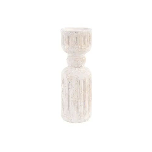 Whitewash Resin Candle Holder Small
