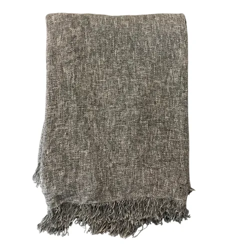 Grey fleck fringe throw