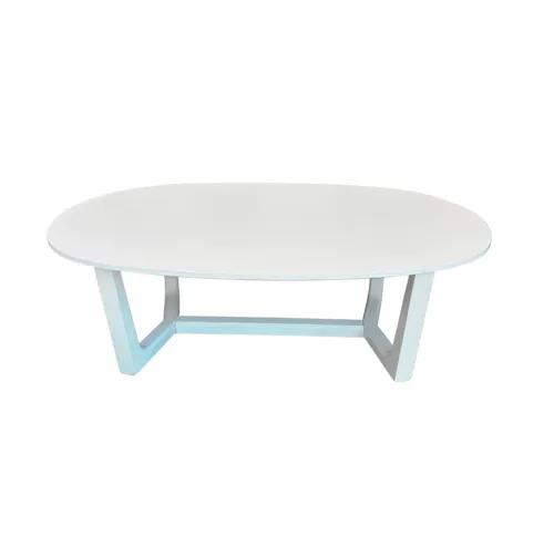 White Wooden Oval Coffee Table