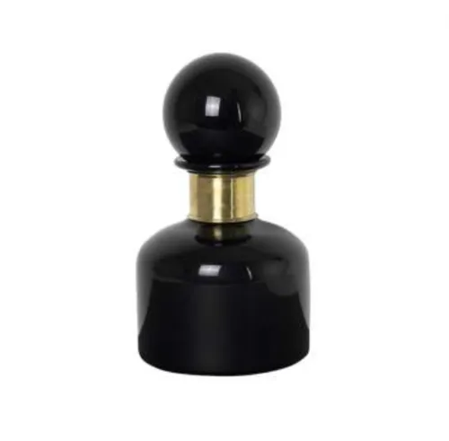 Decanter Black Glass Gold Neck 