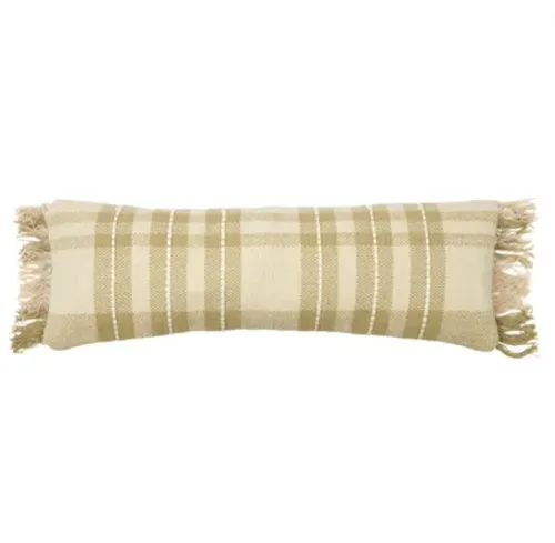 Green sage check long poly lumber cushion