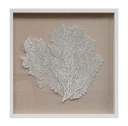 White Coral Natural Linen Art