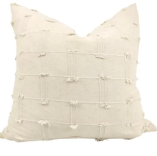 Cream stripe stitch feather cushion