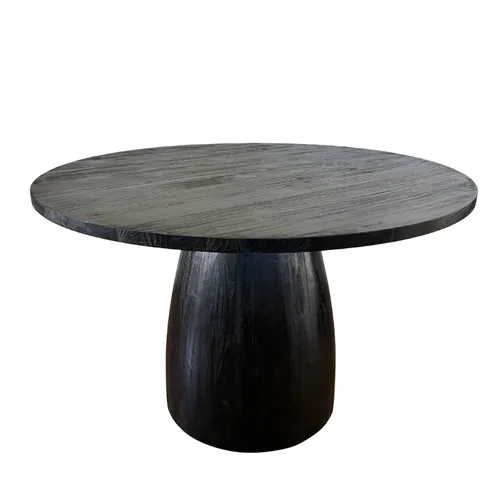 Black Round Wooden Dining Table Small