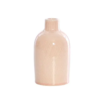 Ceramic pink blush crackle vase small
