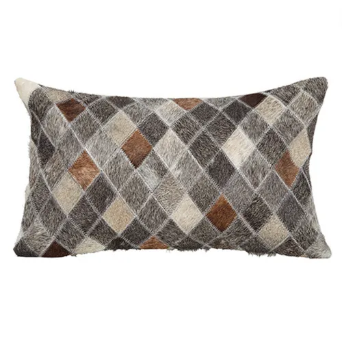 Brown cowhide diamond feather lumber cushion