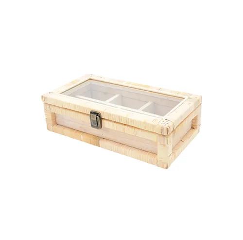 Rattan glass timber & glass case small