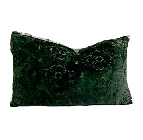 Bottle Green Velvet Embossed Lumber Cushion