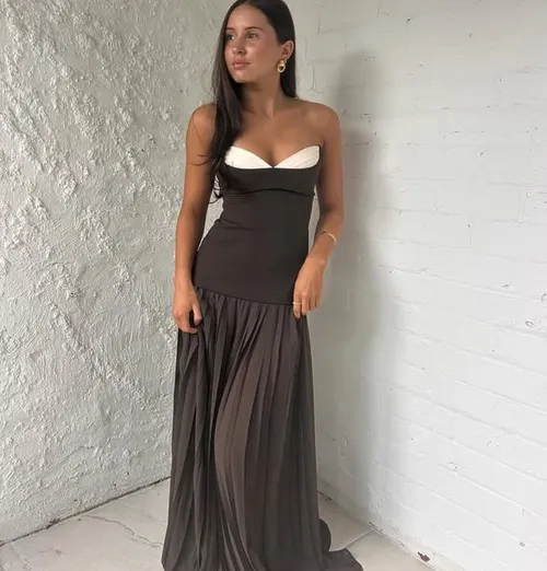 She is Olla Nicolette Maxi Dress in Expresso SIZE XS 