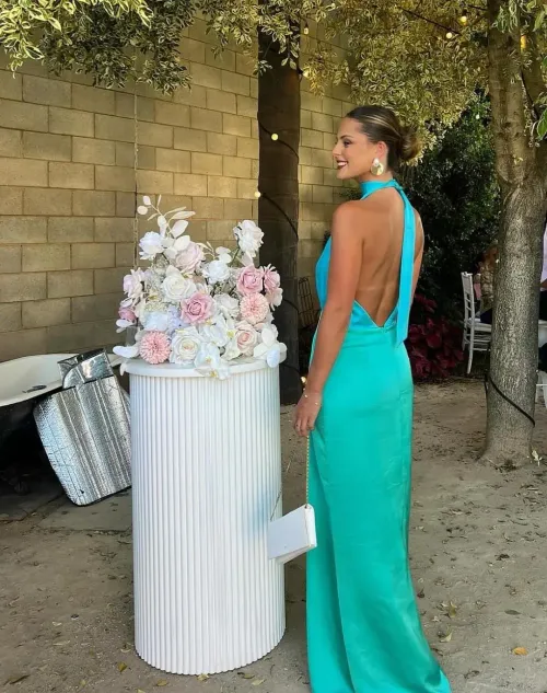 Wolf Gang Oahu Slip Dress in Aquamarine SIZE XS