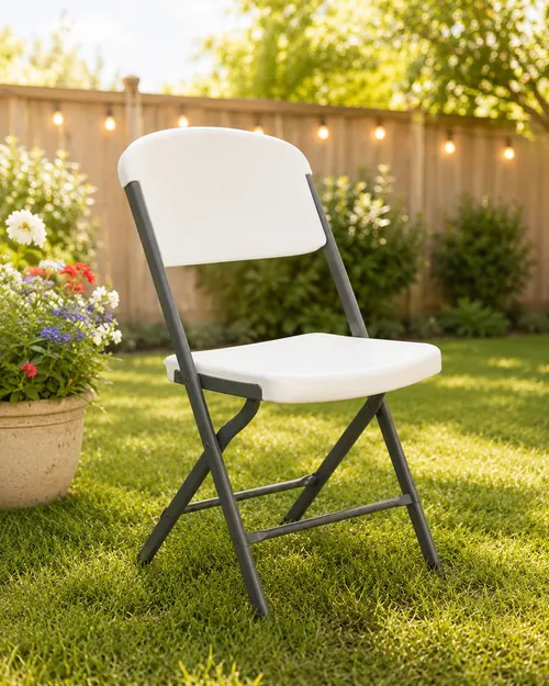 Heavy Duty White Folding Chair