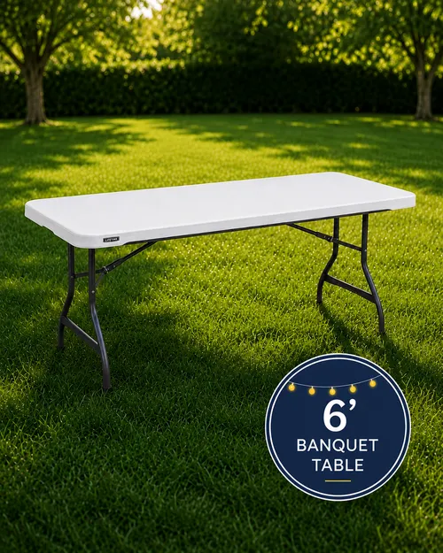 6' White Lifetime Banquet Folding Table (Seats 6)