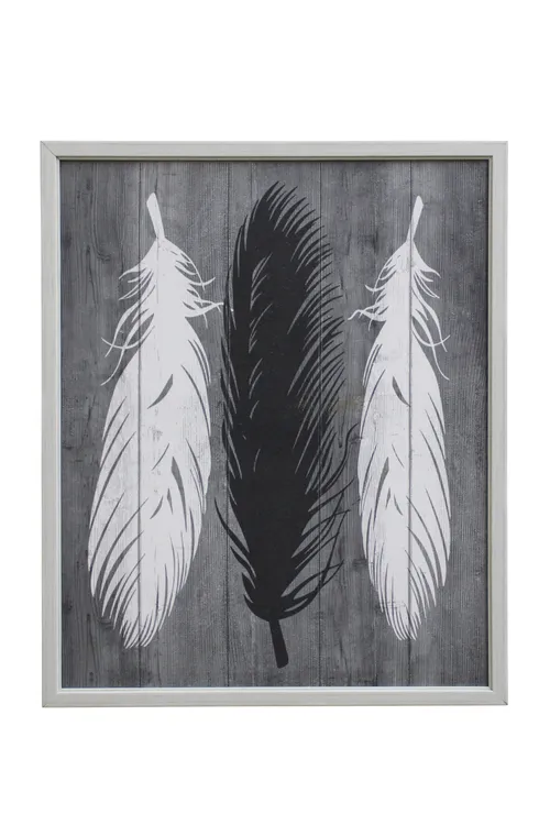 Monochrome Feather Display Artwork - AW1128