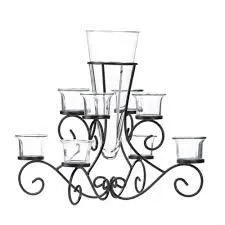 Metal Scrollwork Candle and Vase Stand