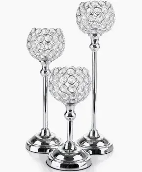 Tall Metal Bead Candle Holders