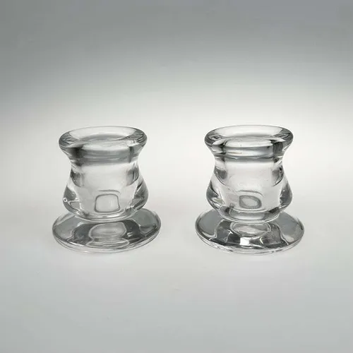 Short Glass Tapered Candle Holders