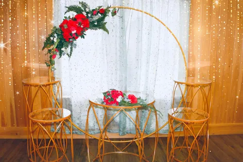 Round Gold Display Tables