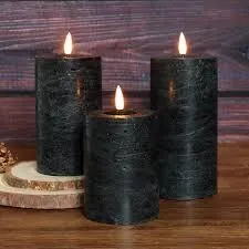 Black Pillar Candle Flameless