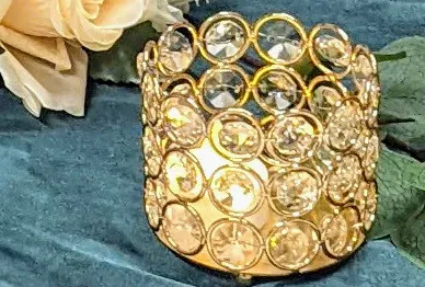 Small Metal Beaded Candle Holder