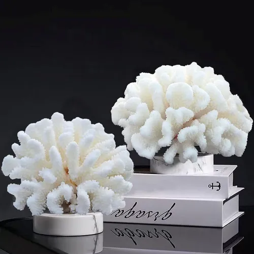 Set of 2 White Faux Coral Reef