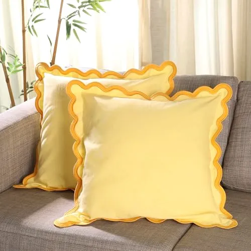 Wavy Yellow Pillow Cover