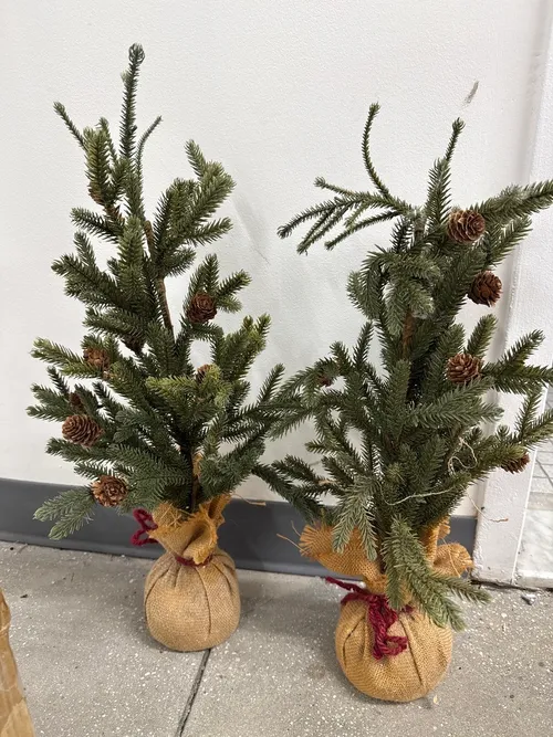 Mini Christmas trees with pinecones (24