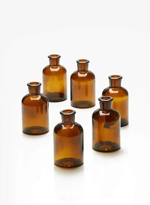 Amber Medicine Bottle Bud Vases 4