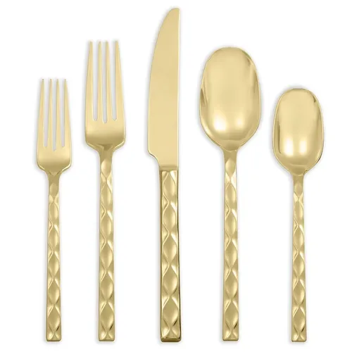 Gold Ribbed Cutlery Set