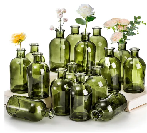 Small Green Glass Vases 