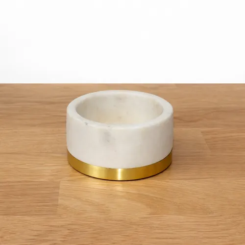 White Marble Bowl with Brass Ring