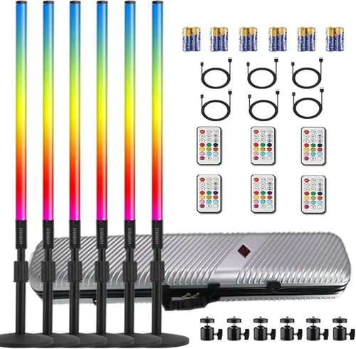 4ft Portable 5000mAh Battery Powered RGB Tube Light - Set of 6