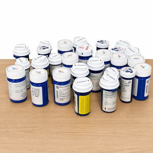 Blue Pill Bottles - Set of 27