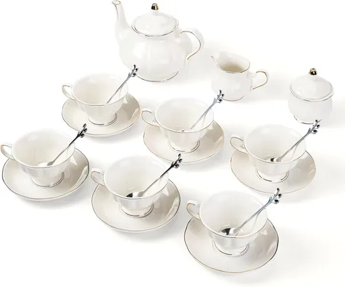 22-Piece Porcelain Ceramic Tea Set