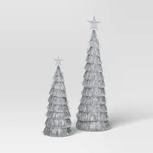 12” and 18” Tinsel Trees Silver