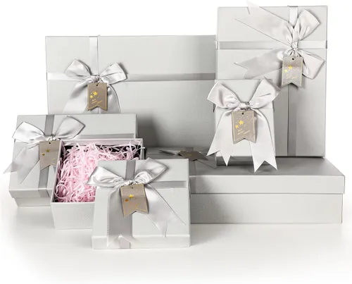 Set of 5 Silver Gift Boxes