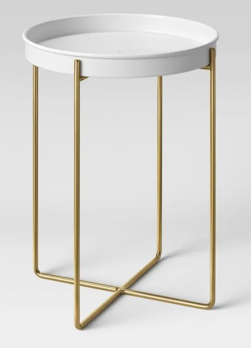 Iron/Brass Plant Stand White