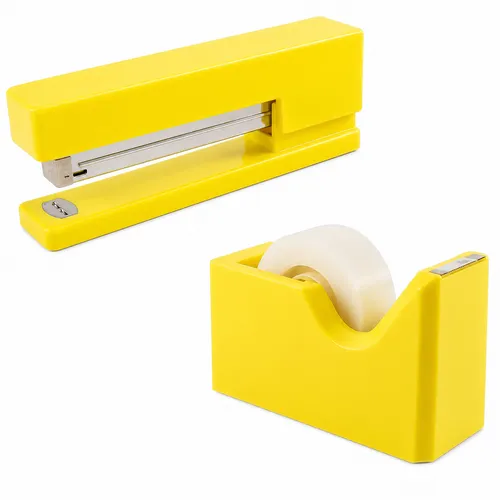 Stapler & Tape Dispenser - Yellow
