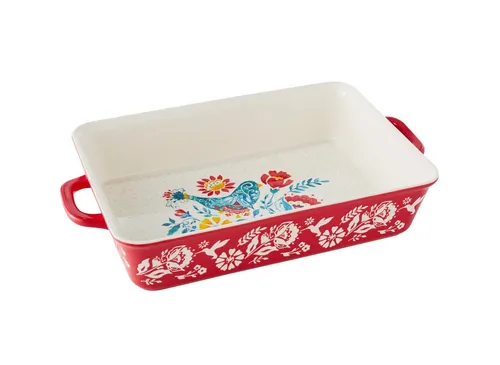 Red Rectangular Ceramic Baker Dish