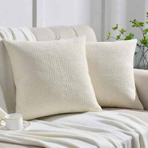 Cream Textured Throw Pillow Covers