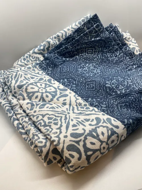 Blue Patterned Curtain