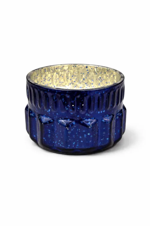 Wide Modern Blue Speckled Votive Holders