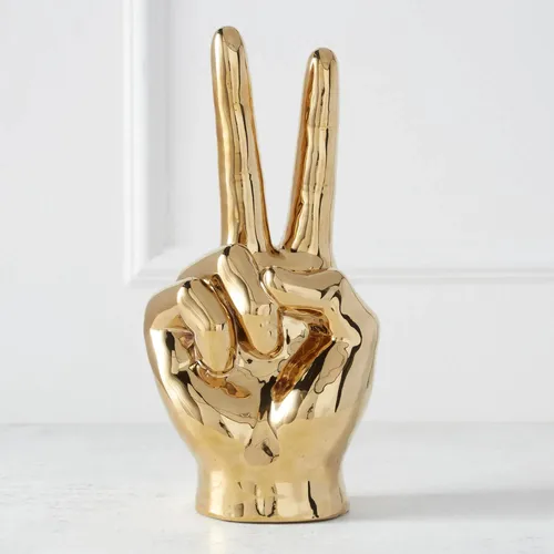 Gold Peace Sign Sculpture