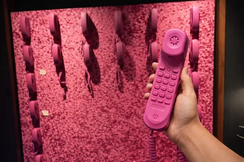 Pink Corded Wall Phone