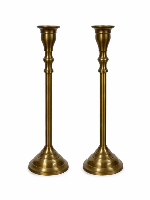Tall Gold Taper Candle Holders - Set of 2